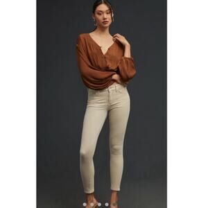 Pilcro by Anthropologie High-Rise Skinny Ivory Corduroy Pants Size 27 Minimalist